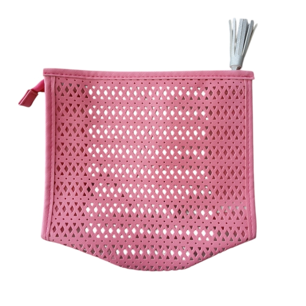 Ulta Beauty Pink Cosmetic Bag with Zipper Closure and White Tassel